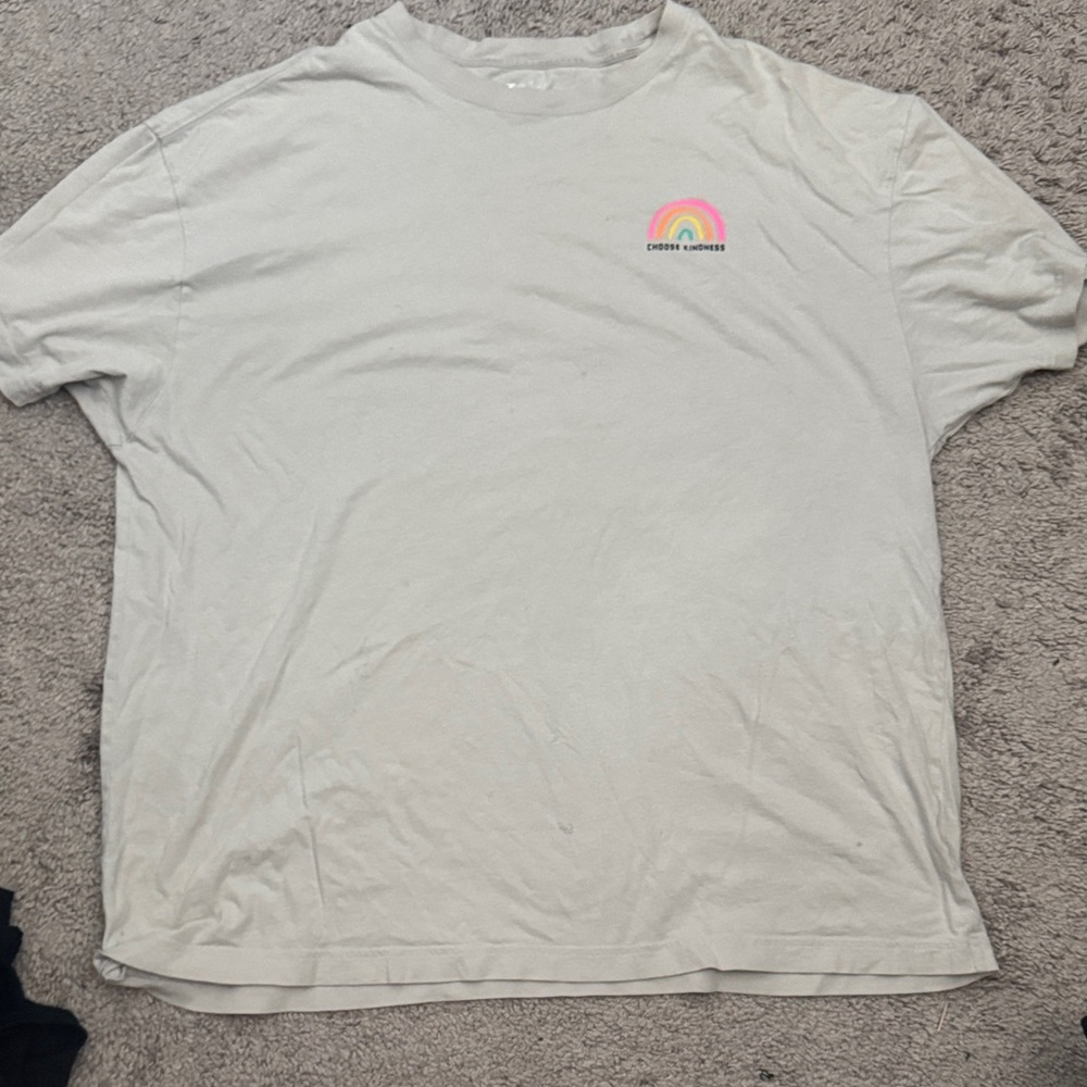 PINK Victoria's Secret Cream Tee with Rainbow Accent